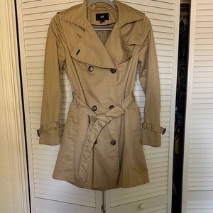 H&M Classic Beige Trench Coat, Sz 6